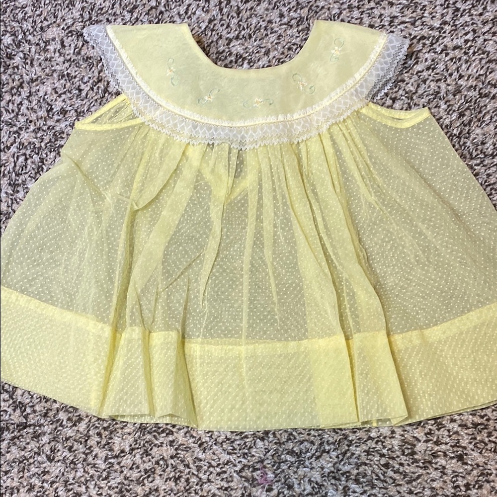 VNTG Nannette Sheer Yellow Casual Dress with Swiss Dot